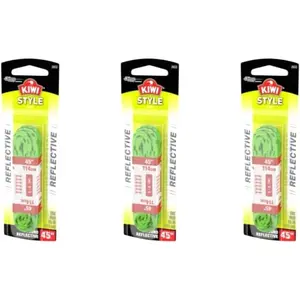 Kiwi Round Shoelace, Reflective Neon Green, 45 In." 3 Pack
