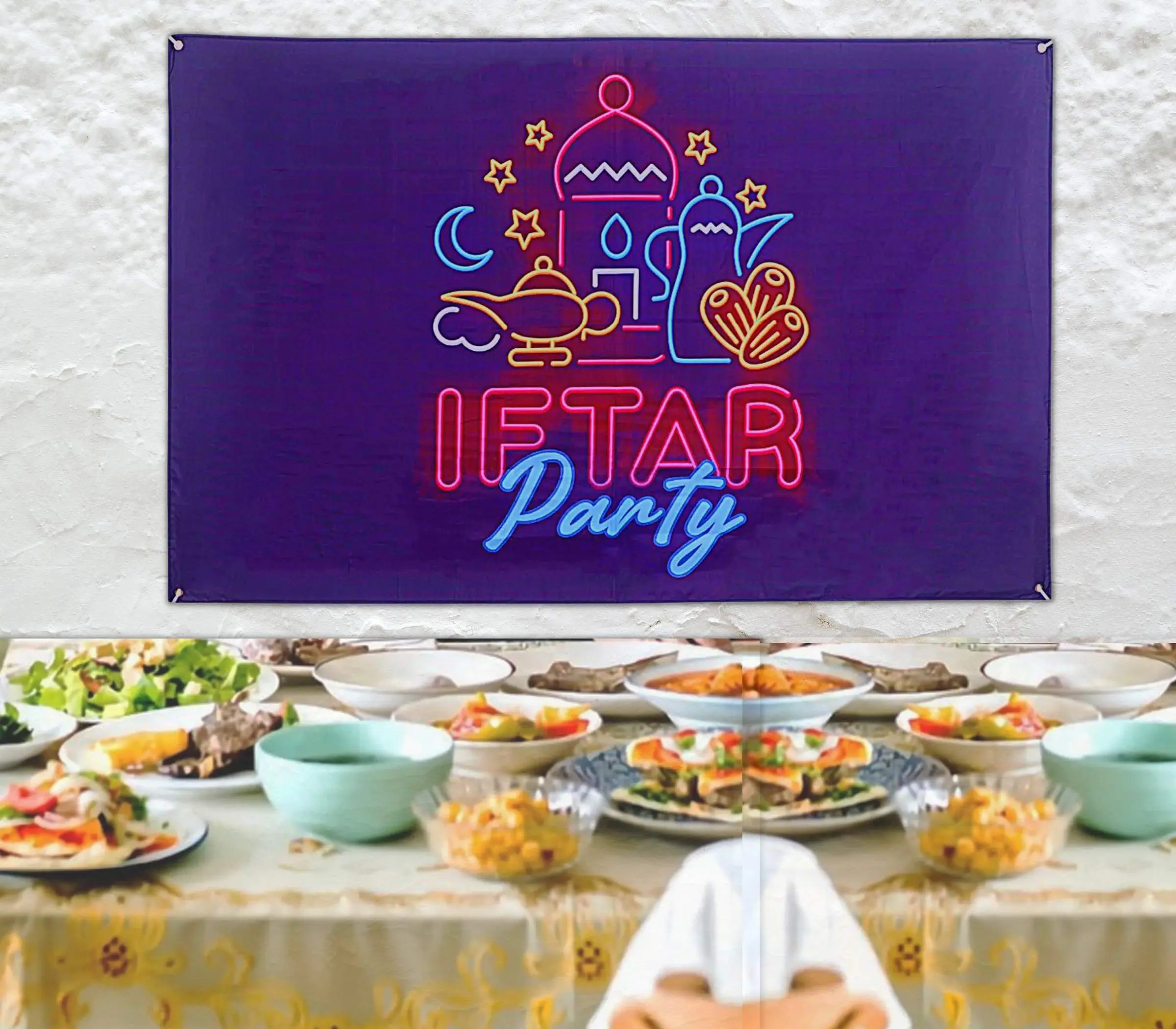 Iftar Party Wall Banner | Reusable Vinyl Fabric