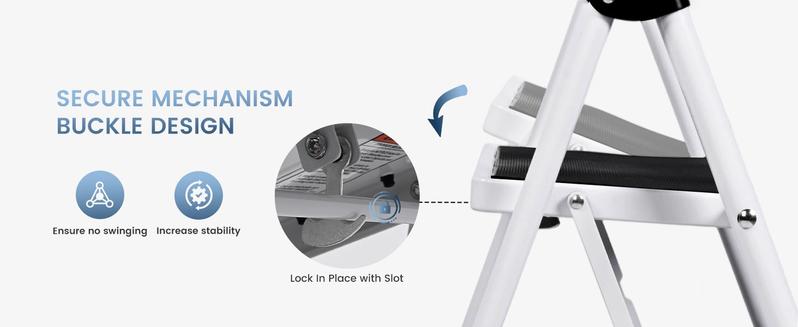 Step Ladder, 4 Sturdy Step Stool with Anti-Slip Pedal & Comfortable Handrail, 330lbs Capacity, Portable Heavy Duty Step Stool for Kitchen, Garage & Outdoor Use