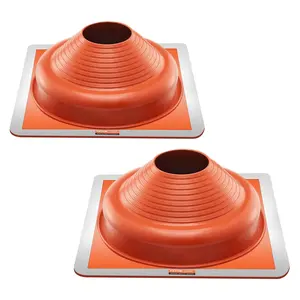 VEVOR 2 PCs Roof Pipe Flashing Boots,  , Fit Pipe OD 6-1/4" - 11-3/4", Flexible Silicone Roofing Jack Pipe Flashing, High Temp -101℉ - 437℉, Square Metal Base, for Chimney, Wood Stove & Outdoor Vent Pipe