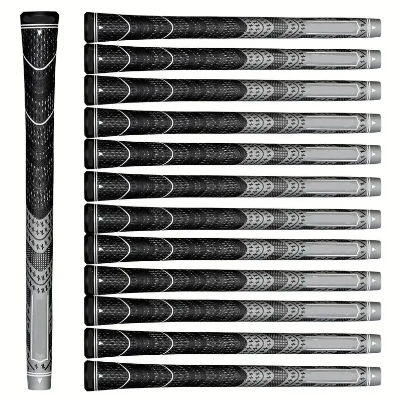 13-Piece Cord-Rubber Compound Hybrid Golf Club Grips Set, New Golf Gear with Hex Pattern Boosts Control, Grip Aid & Re-Gripping Kit Parts, Grip Aid Golf Club Parts