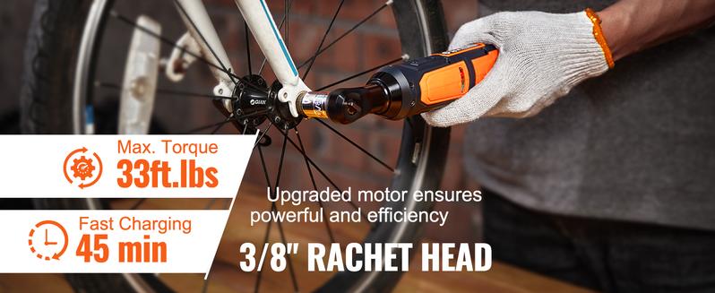 VEVOR 3/8" Cordless Electric Ratchet Wrench Set, TikTokShopBlackFriday, 12V 33 Ft lbs Power Ratchet Tool Kit, 45 Min Fast Charge, 2 Pack 2.0Ah Battery, Built in LED Light