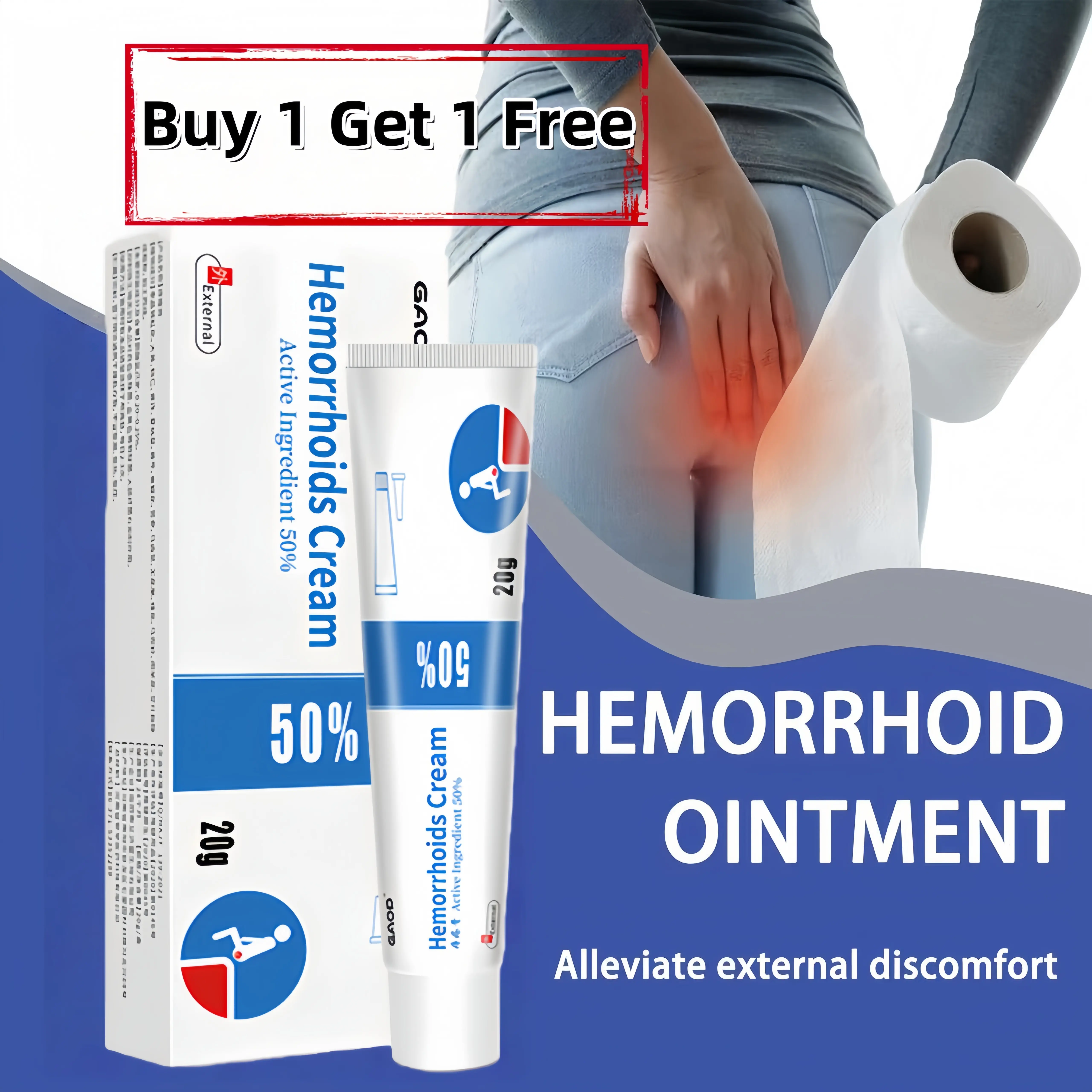 Buy 1 Get 1 Free Ancient Method 50% Active Ingredients Hemorrhoids Treatment Cream - Fast-Acting Herbal Ointment for Pain & Itch Relief, Health, Natural