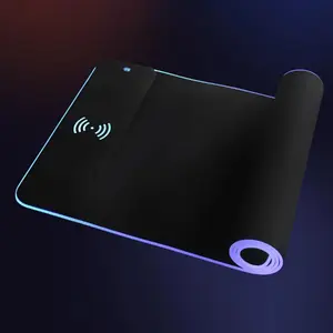 Extra Large RGB Gaming Mouse Pad with Wireless Charging, LED Light Desk Pad for Keyboard and Mouse, Non-Slip Desk Mat