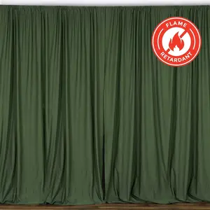 2 Pack 5ftx10ft Olive Green Scuba Polyester Backdrop Drape Curtains, Durable Flame Resistant Event Divider Panels Wrinkle Free With Rod Pockets