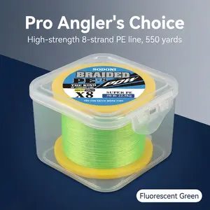 8 Strands Braided Fishing Line -550 yard- High Visibility Colored Braid Line, Super Strong, Abrasion Resistant, No Stretch, 550yards 10lb to 100lb for Saltwater or Freshwater Fishing