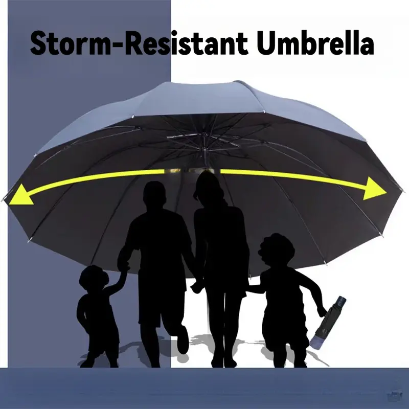 48-Inch Double-Person Outdoor Portable Umbrella, 12-Rib Foldable Design, Windproof, Waterproof, Wind-Resistant, UPF50+ Sun Protection, Rain & Sun Shield for Family or Travel