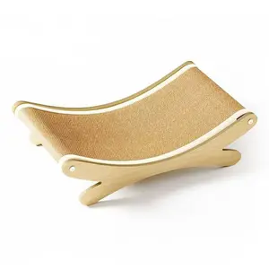 Pet Record Sisal Cat Scratcher Bed for Indoor Cats Hammock for Scratching Pad Cat Chair Natural Sisal Scratch Post for Large Cats Scratcher Lounge, Wooden Cat Furniture,summervibes