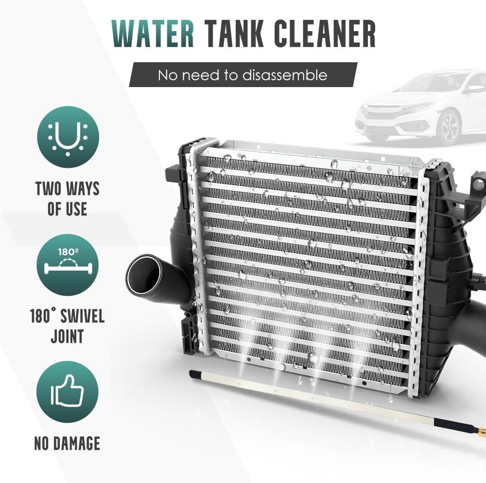 Radiator Cleaning Wand with Air Pipe Quick Connector, 4500 PSI 24'' High Pressure Radiator Cleaning Tool, Quick Water Tank Cleaner for Household Cars Trucks SUV RV (no Switch)