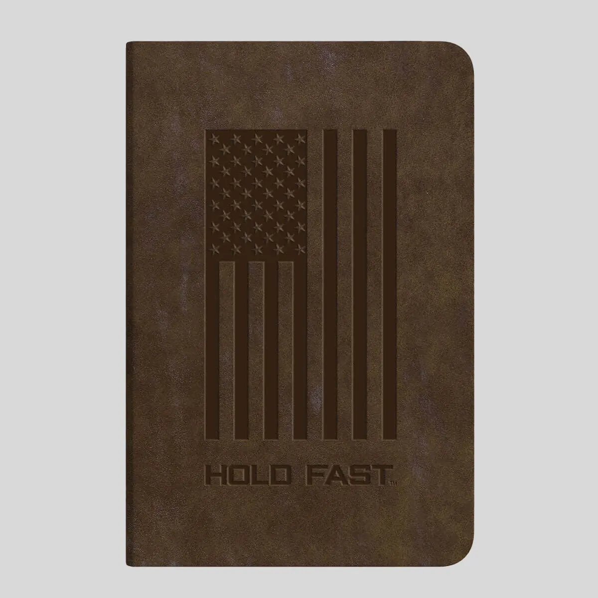 HOLD FAST Men's Faux Leather Devotional Notebook - Embossed Flag Cover, Inspirational Quotes, Lay Flat Binding, 192 Lined Pages, 5.75in x 8.5in x 0.75in, Ideal for Bible Study, Personal Reflections, Record Meaningful Thoughts, Lined Notebook, 8.5 Inches