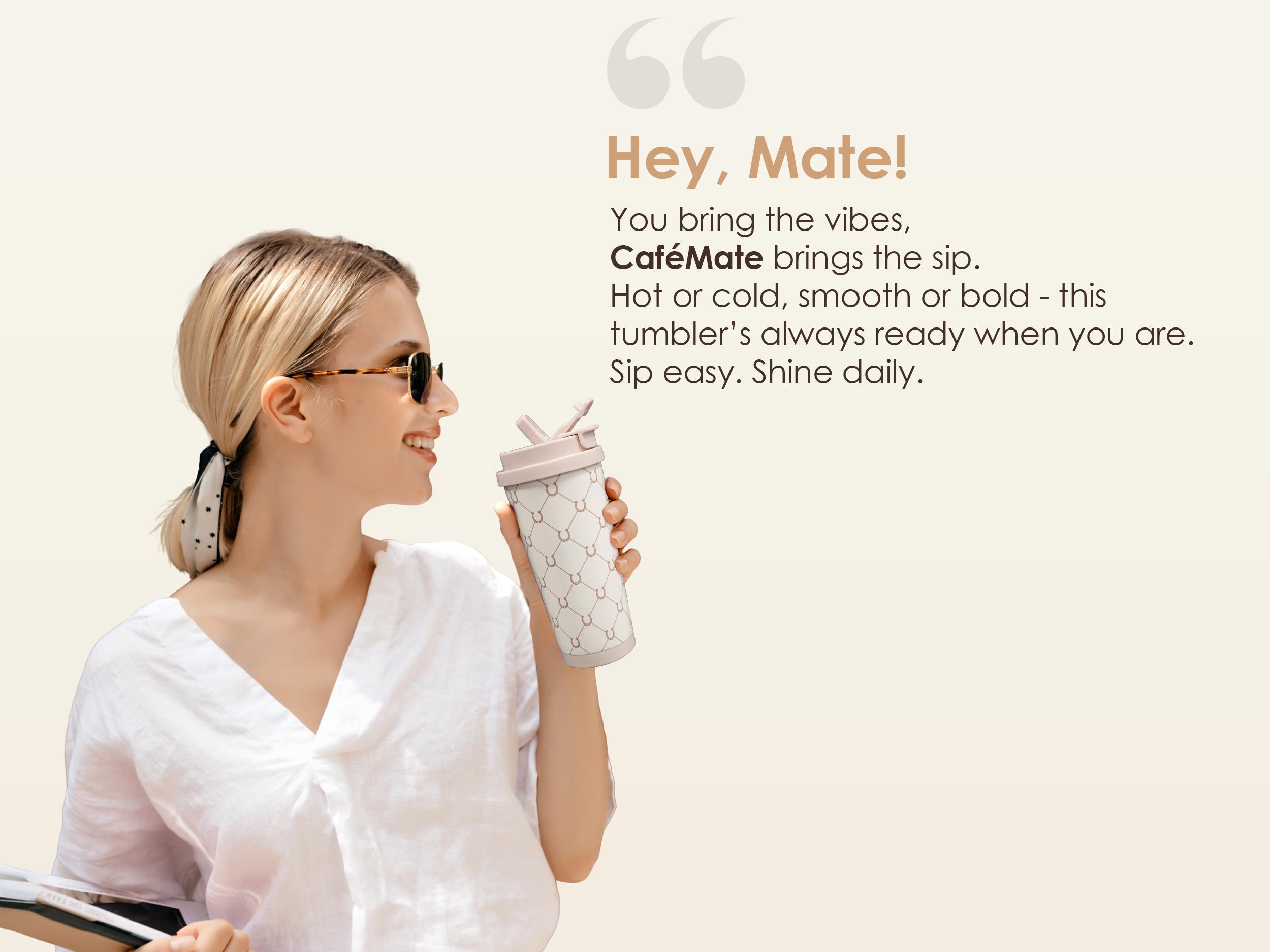 Sandjest 18oz Insulated Stainless Steel Coffee Tumbler, Reusable Iced Coffee Cup, 2-in-1 Lid Portable Travel Mug for Office Outdoor Christmas Gift