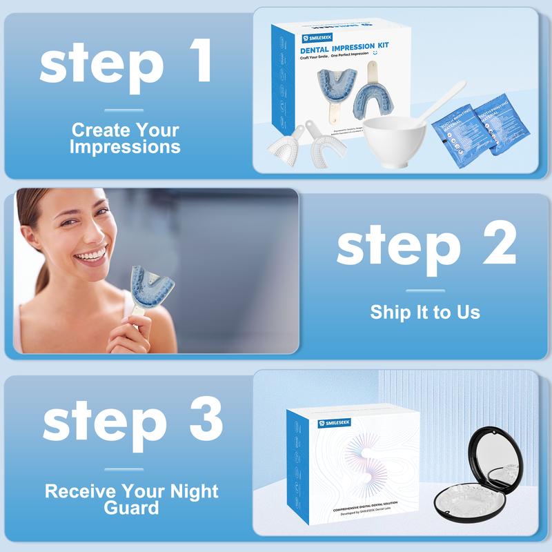 Smileseek Custom Hybrid Night Guards 2 Pack Set for Teeth Grinding and Clenching Protection Professional Dental Mouth Guards for Adults