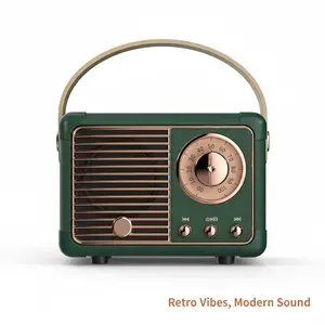 Retro Bluetooth Speaker Vintage Decor, Creative Radio Design, Wireless Bluetooth 5.0 Portable 6 Hours Playtime, Portable Mini Subwoofer Speaker for Kitchen Desk Bedroom Office Party Outdoor Accessories