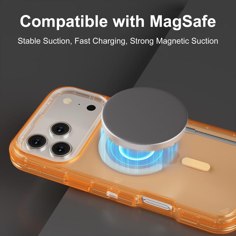 Magnetic MagSafe Defender Case For iPhone 17 Pro Max 17 Air 16 15 14 13 Pro Max, Triple Layer Case Hybrid Heavy Duty Shockproof Case, Transparent Clear Cover