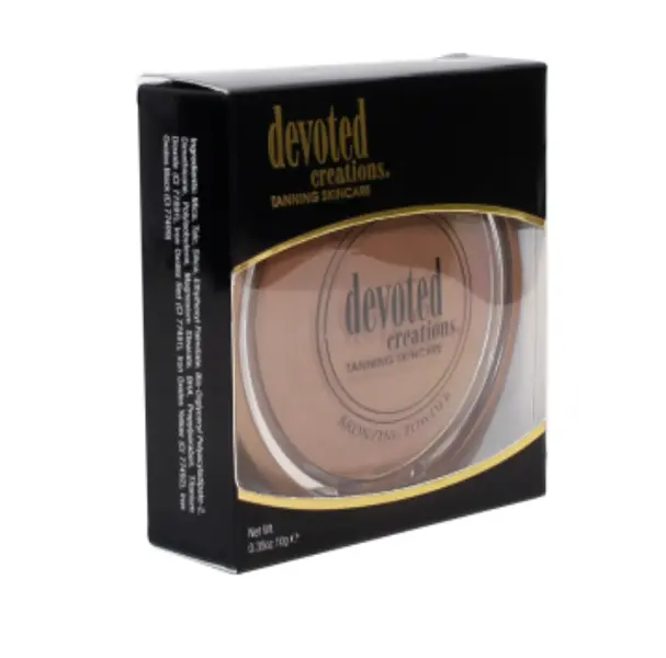 Devoted Creations Bronzer Compact Flawless Finish Mattifying Mineral Bronzing Powder - Excellent for Facial Contour matte Makeup Mirror Cosmetic Brush