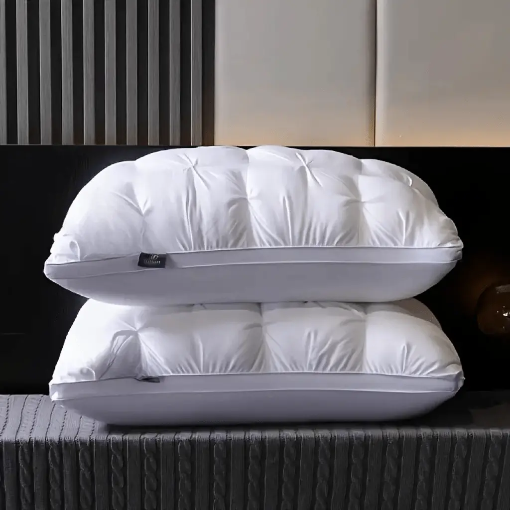 2pcs 5-Star Hotel Quality Knit Fabric Bolster Cushion Pillows - 990g, 20x30in Polyester Fill, Vacuum Packed, Non-Collapse High Core, All-Season, Machine Washable, Prone Sleeping Support, Grey, Contemporary Room Decor, House Decor, Love Theme Gift