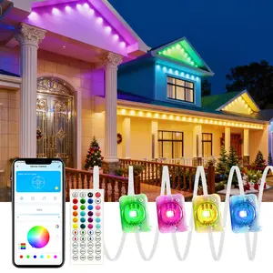 Permanent Outdoor House Light, 50-100ft Smart RGB Outdoor Light, with Multiple Scene Modes, IP65 Waterproof Eaves Light, Suitable for Christmas and All Holiday Decorations