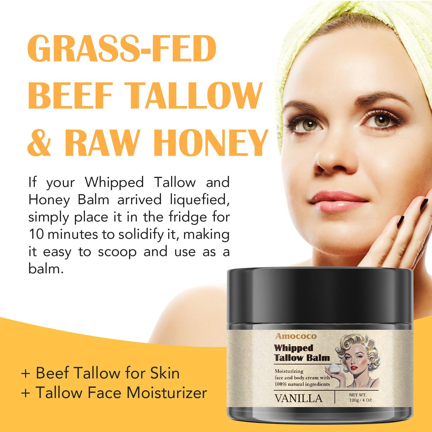 Tallow Cream 100% Natural Moisturizing Face and Body Cream That Soothes, Nourishes, Firms and Hydrates The Skin With Lavender and Vanilla Scents in Vintage Packaging.