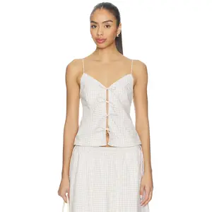 Elodie the Label Vionnet Top in Taupe Gingham