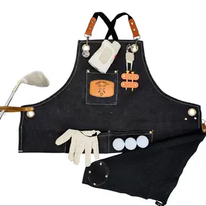 Chef Golf USA Apron Caddy Multi-Accessory Organizer for Tees, Golf Balls, Rangefinder, Divot Tool, Club Holster/Sheath, Glove Holder, Golf Club Scrubber Towel with Cross Back Harness and