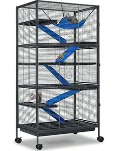 Metal Small Animal Cage 6-Tier Ferret Sugar Glider Cage For Chinchillas/Guinea Pig/Rabbit/Large Hamste Rolling Critter Nation Cage With Flannel Ramps, Removable Tray,6 Doors Easy Clean Metal Mink Cage Suitable For Hamsters,