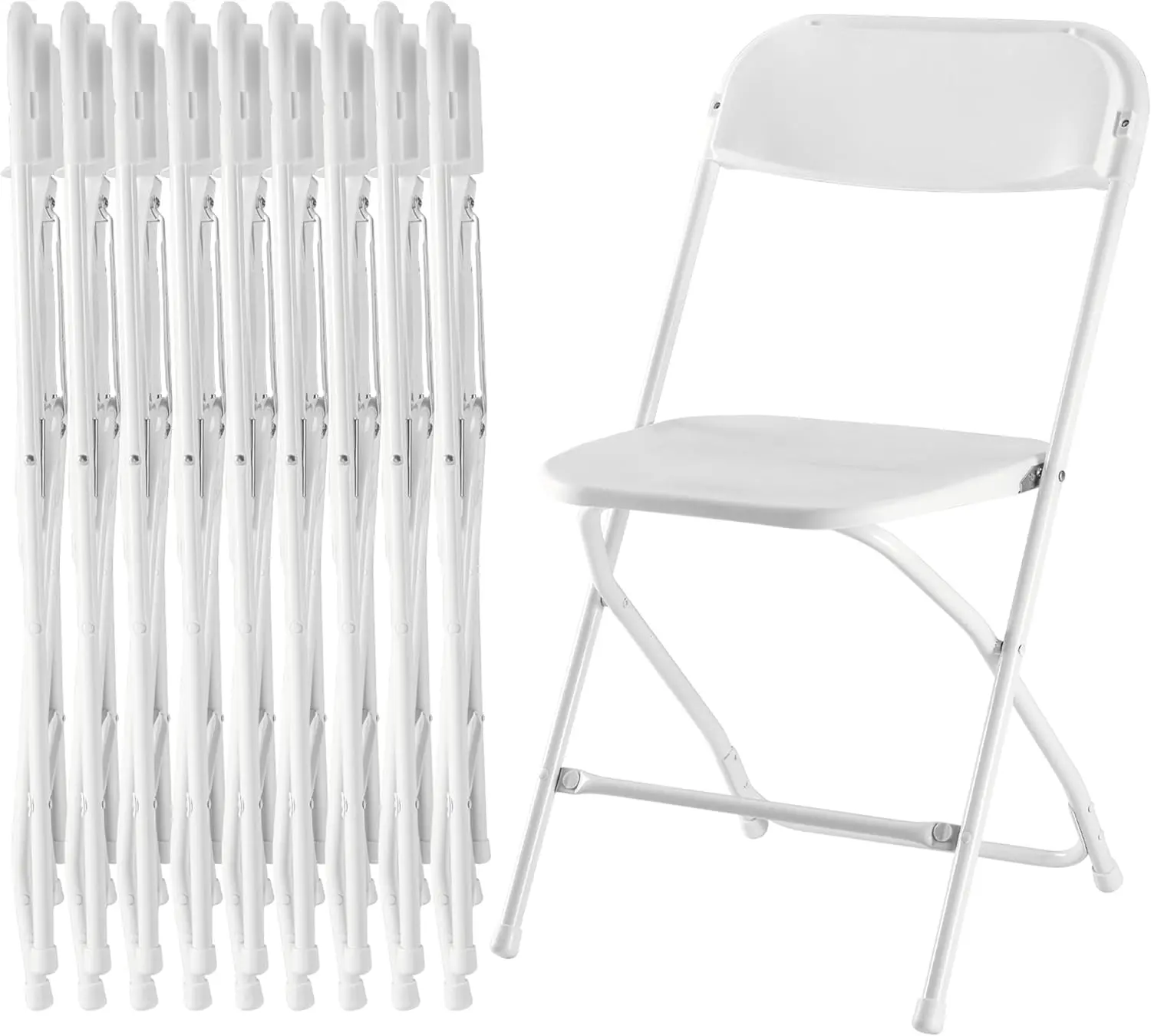 Plastic Armless Foldable Stackable Chairs with Metal Frame, Contemporary Commercial Office Reception Seats, 330lb Capacity, Waterproof, Anti-Slip Pads, Easy-to-Use, Black & White 4/6/10-Pack, Best for Commercial or Home Uses, 6-Pack