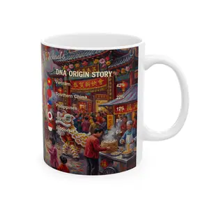 Personalized Genealogy DNA Ceramic Coffee Mug Tea Drinkware of Asian Heritage & Custom Pan Asian Ancestry Gift Perfect Custom Meaningful Made to Order