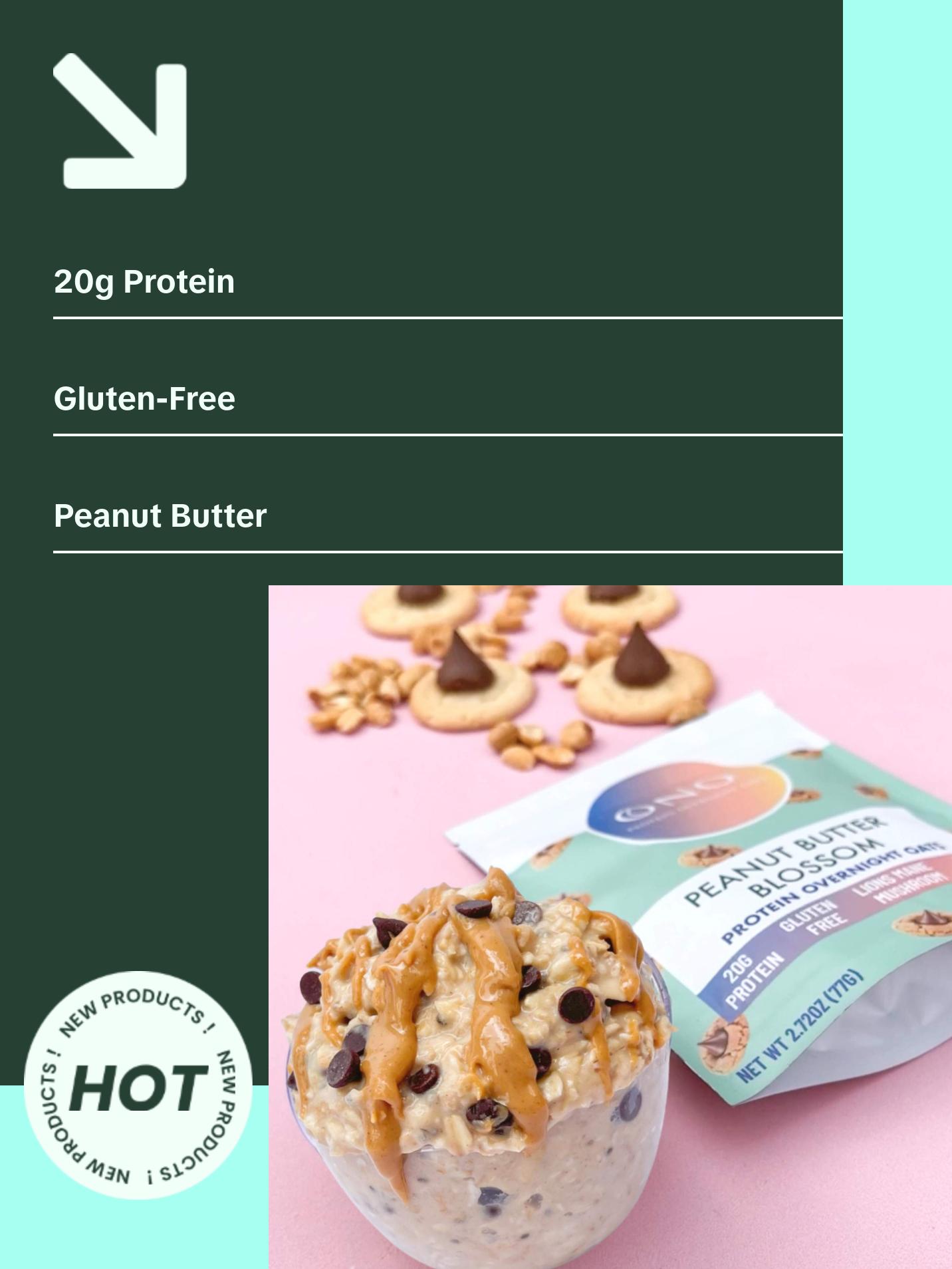 ONO Protein Overnight Oats Peanut Butter Chocolate Bundle - Includes 20g Protein, Gluten Free, Low Sugar, Just add milk