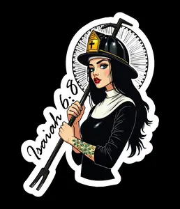 Firefighter Isaiah 6:8 Send me Firefighter Nun (two decals 3")  Sticker