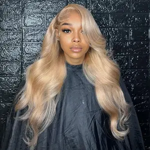 180 Density Ash Blonde Human Hair Wig 13x6 Transparent Lace Frontal Wig Shiny Blonde Colored Lace Front Human Hair Pre Plucked For Women