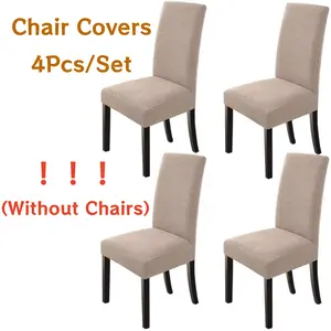 4 Pcs Solid Color Stretch Fleece Chair Cover,Elastic And Suitable for Home Dining Rooms,Multifunctional Polyester Stretch Fabric,Universal Size Chair Cushion Cover,Valentine's Day Gifts,Hand Tools Kits