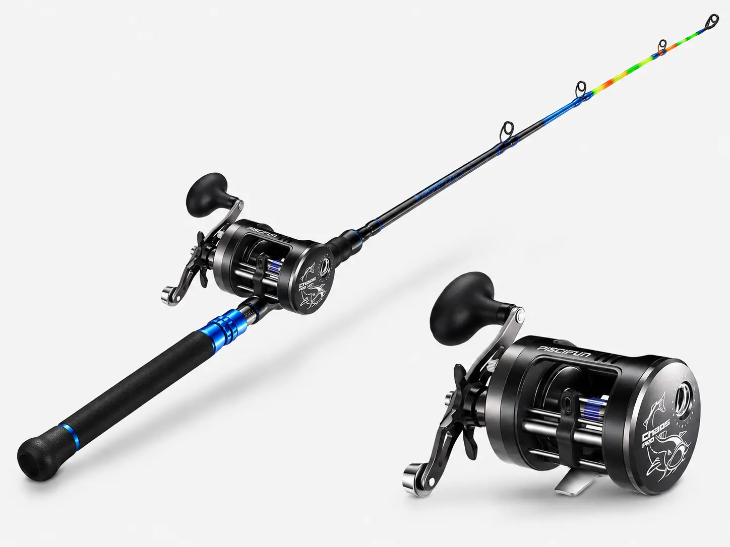 Piscifun Chaos Pro Baitcasting Reel & LumiCat II 7.6' Night Fishing Rod Combo Set — 25lb Drag, Magnetic Brake, Self-Illuminating Tip, Saltwater & Freshwater Ready