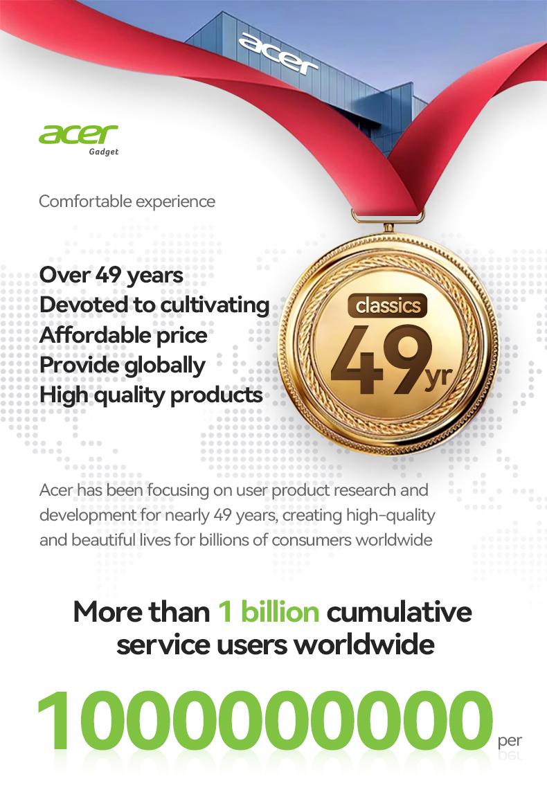 Acer OHR501 Wireless Audio Earbuds, Semi-in-ear Design Noise Cancelling Headphones, Powerful Customized Sound, Headset for Commute, Sports Electronic Clear Call Beige