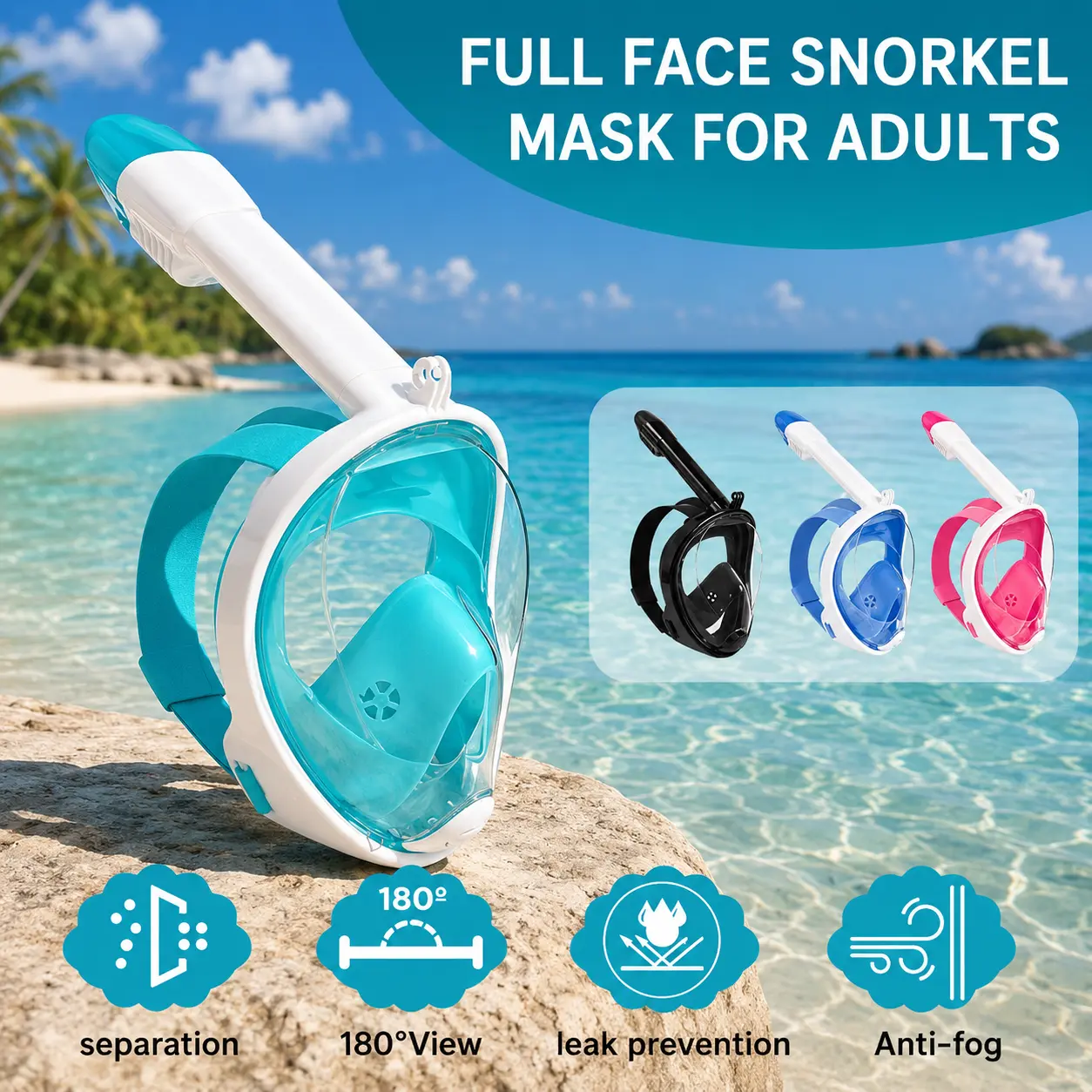 Second-Generation Direct-Plug Fully Dry Snorkeling Regulator Set - Full-Face Mask, Swimming Suit, Goggles for Water Sports Diving