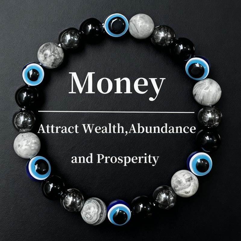 Exquisite Bohemian Beaded Bracelet Set for Women - Wealth Attraction, Good Luck, Money & Protection - Natural Tiger Eye, Citrine, Malachite, Evil Eye Beaded Spiritual Jewelry for Banquet Party, Ideal Gift for Her & Couple Matching