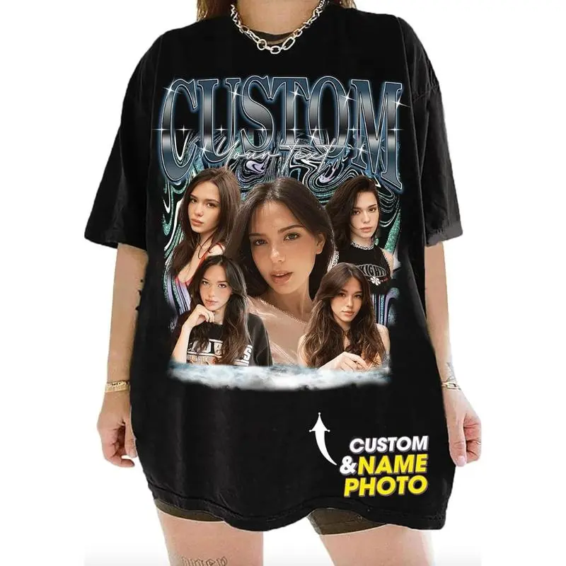 Custom Face T-Shirt in a 90s Retro Style, Soft Knitted Cotton Tee, Personalized Funny Photo Birthday Gift for Boyfriend, Casual & Breathable, Sporty, Birthday Gifts For Gf, Gifts For Your Girlfriend