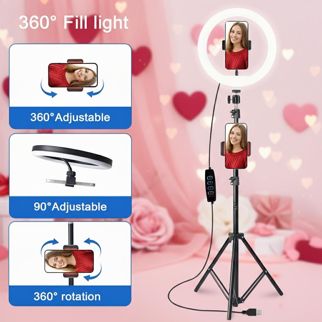 12" Selfie Ring Light With 63-81" Adjustable Tripod & Phone Holder - Dimmable For Live Streaming, Zoom Calls & Photography/March Madness/Spring Break - SuperBowl Creator Essential / International Women's Day 12" Selfie Ring Light With 63-81" Adjustable Tripod & Phone Holder - Dimmable For Live Streaming, Zoom Calls & Photography/March Madness/Spring Break - SuperBowl Creator Essential / International Women's Day