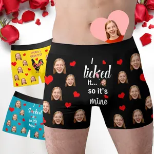 Personalized Face Boxer Briefs: "I Licked It So It's Mine", Valentines day gift for him
