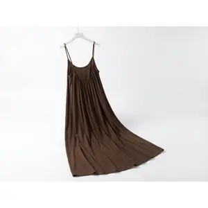 Women's Solid Color Cami Lounge Dress Elegant Sleeveless Long Nightgown Summer Sleepwear for Women Soft Comfortable Indoor Nightdress Natasha Latex Dress Lantern Sleeve Bodycon