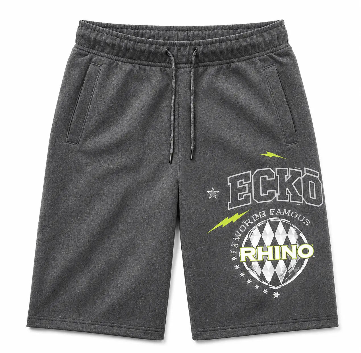 Ecko Unltd Men's World Famous Sweat Shorts Grey Marled Fleece Drawstring