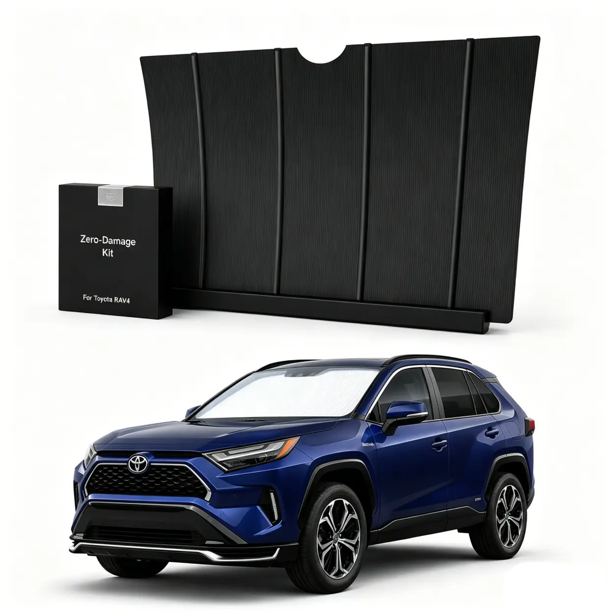 TAVDAT Custom-Fit Automatic Front Windshield Sun Shade - 1-Touch Open, Close & Auto Lift, Full Cover Heat Blocker, UV Protection, Alloy Metal Housing