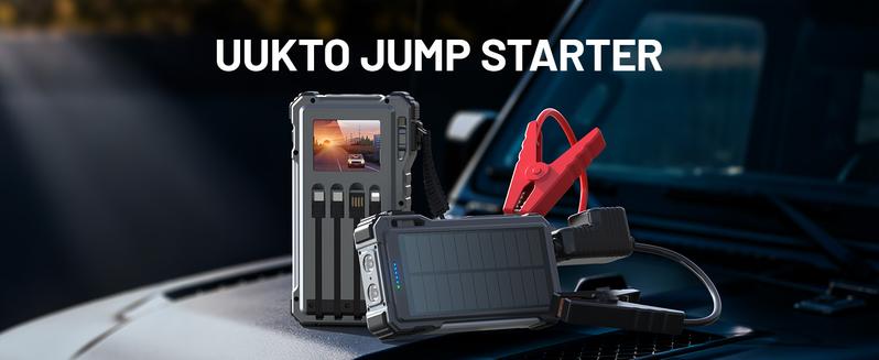 UUKTO 44400 mWh Solar Charger Power Bank 45 Watts Fast Charging Power Bank Bank Built in 4 Cables 7 Outputs  for All Mobile Devices, Winter savior Portable Car Jump Starter, 5000A Car Battery Jump Starter