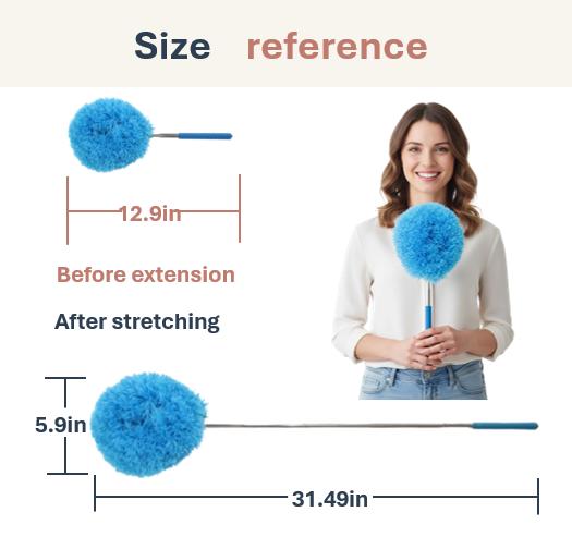 Extendable ceiling fan cleaning duster, washable and reusable cleaning tool microfiber duster, 13 to 31 inch fan blade cleaner, cleaning set with handle brush,for cleaning walls, bookshelves, doors and windows tops Orange Suit Lightweight Tool