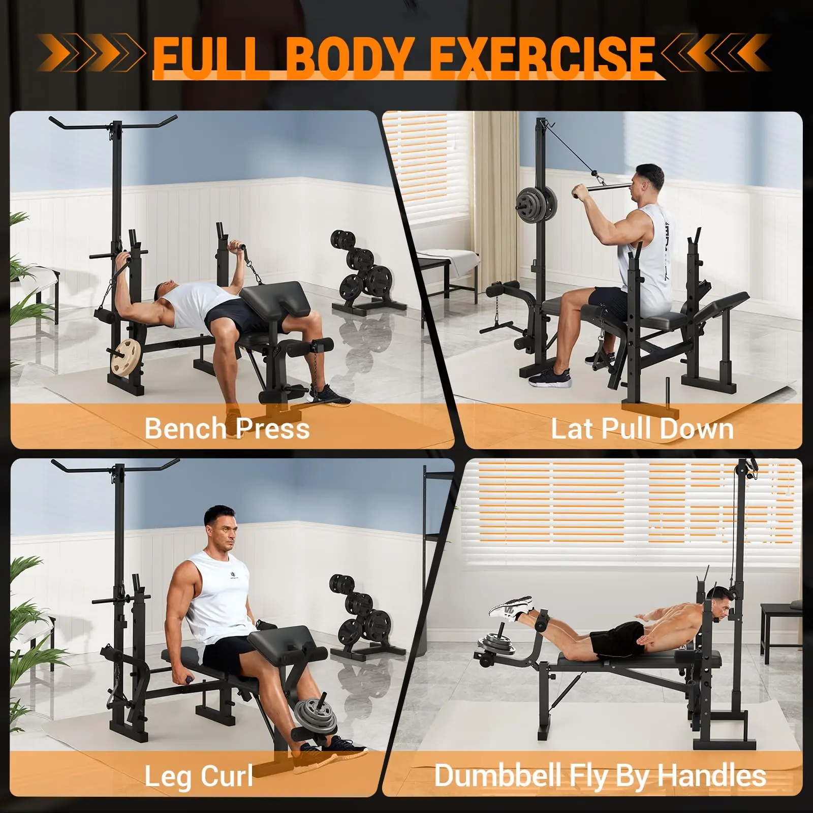 6-In-1 Foldable Weight Bench with Leg Extension & Preacher Curl ...