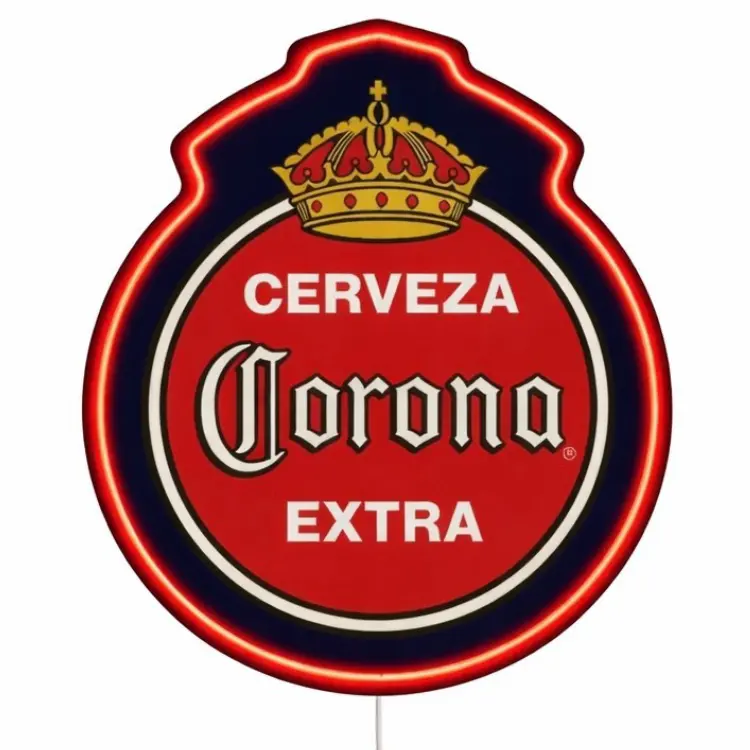 Corona Extra Cerveza LED Wall Plaque Vintage Inspired Bar & Man Cave Decor, Classic Logo, Mdf Base