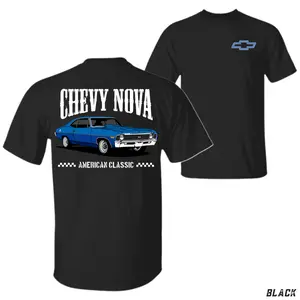 Chevy Nova T-Shirt, Classic Chevy Nova Muscle Car Graphic Tee, American Classic Car Back Print Shirt, Vintage Chevrolet Nova SS Style Apparel, Gift for Chevy Lovers or Muscle Car Fans