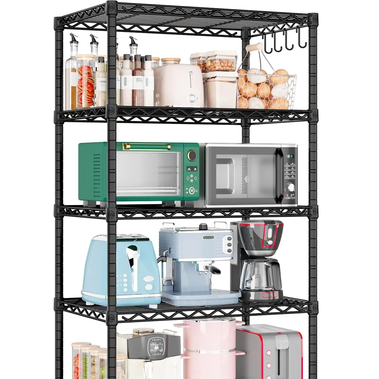 5-Tier 24" x 18" x 72" Black