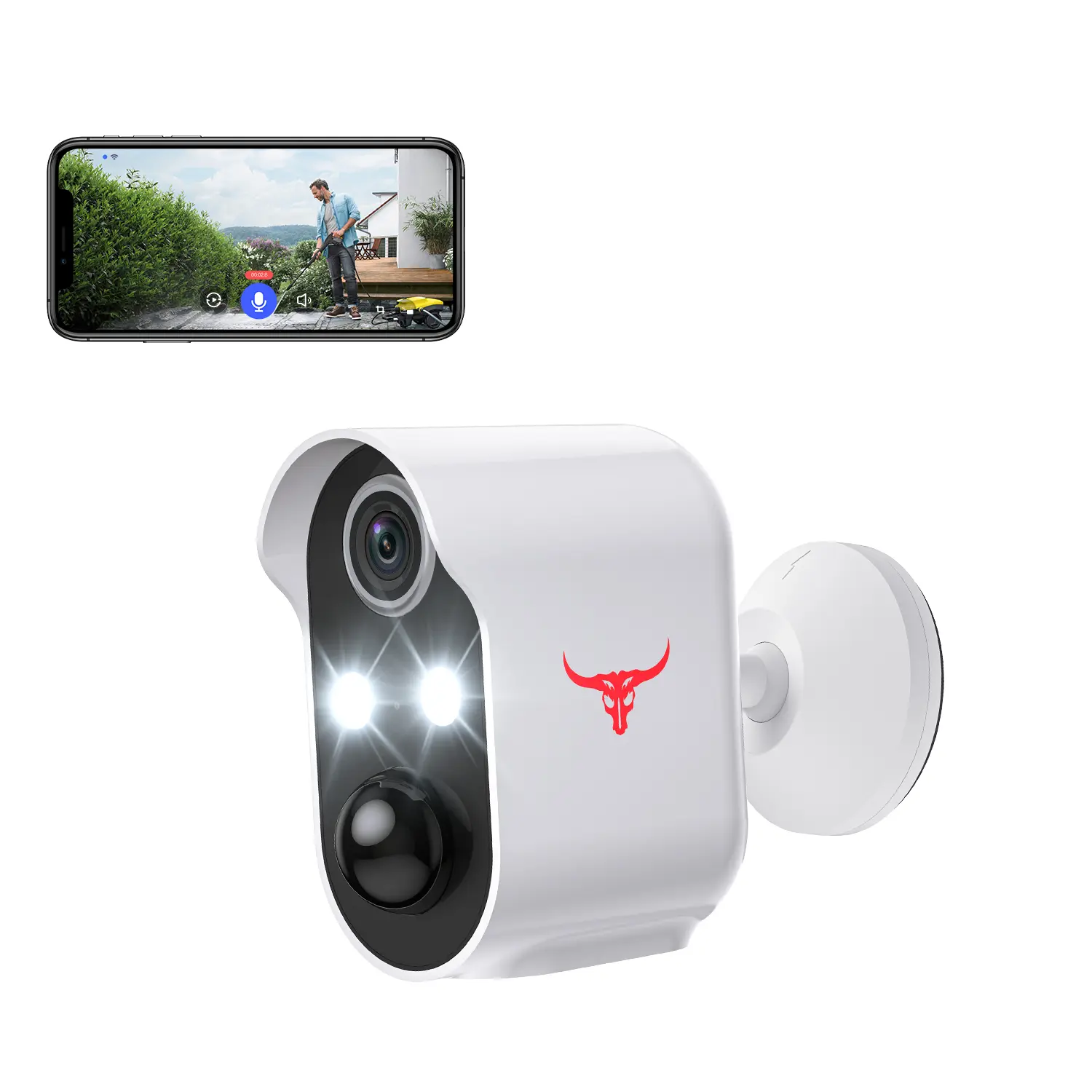Wireless Security Camera with AI Human Detection, PIR Motion Detect, Night Vision Security Camera, 2-way Talk, Cloud Storage Service, Rechargeable Battery Included, Wi-Fi Camera, Wireless Camera, Battery Camera for Home Security, IP Camera Outdoor, 2.4GHz