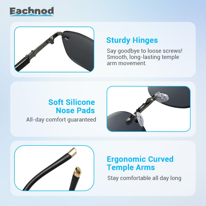 Eachnod HD Frameless Protective Sunglasses Anti-glare Lenses UV400 Protection Ultralight Design Aviator Style Classic Shades