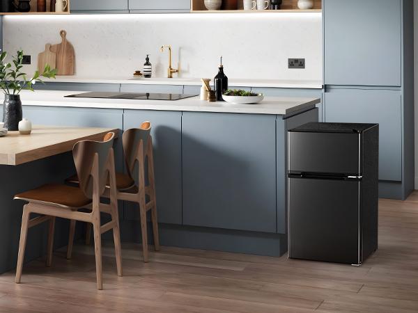 Antarctic Star Mini Compact Refrigerator, 3.2 Cu.Ft. Separate Freezer Double 2-Door Adjustable Removable Shelves,Mini Fridge with Double Doors, for Basement/Apartment/Dorm/Office